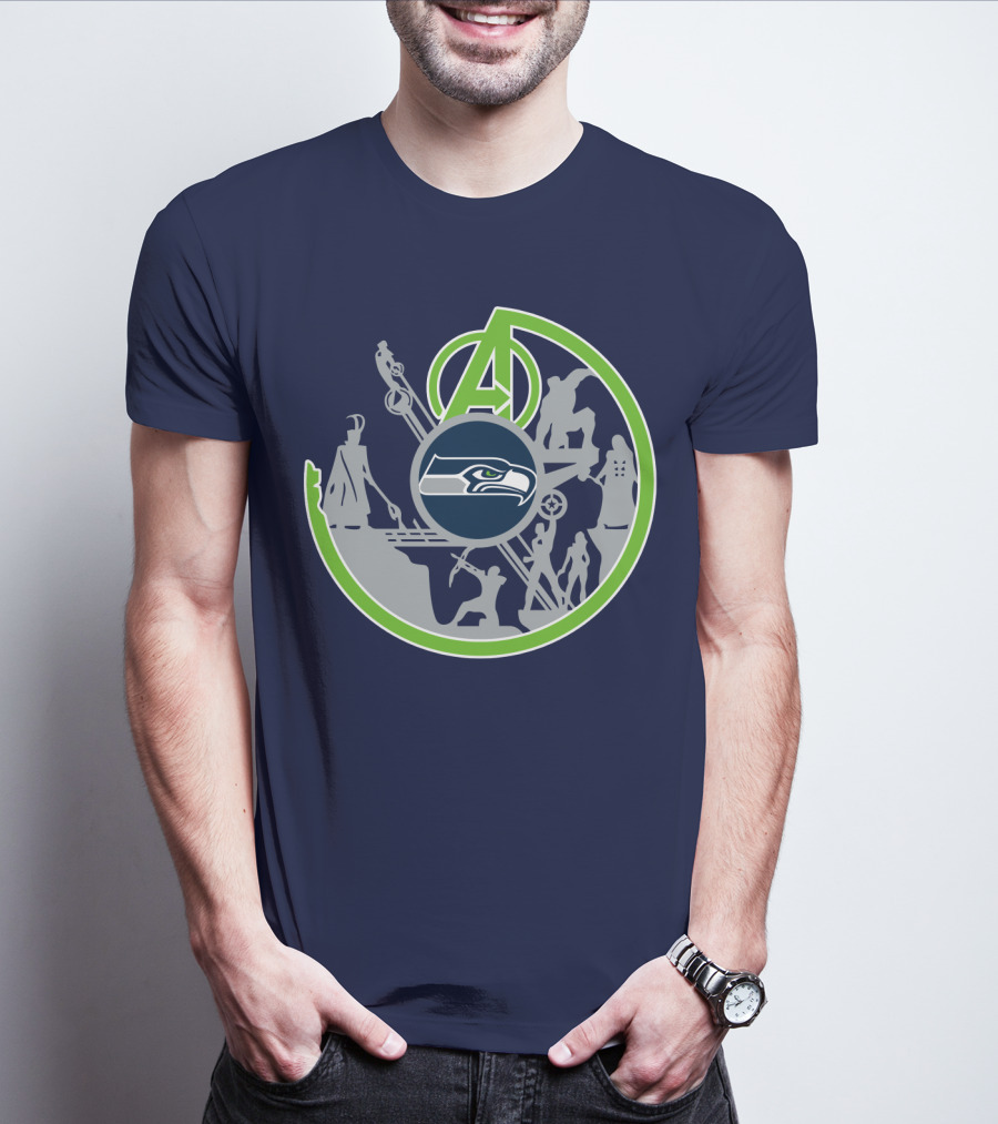 Seahawks Avengers Crossover Logo Silhouettes T-Shirt