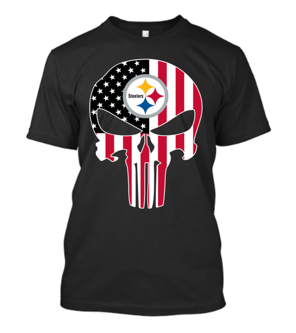 Steelers Skull American Flag T-Shirt