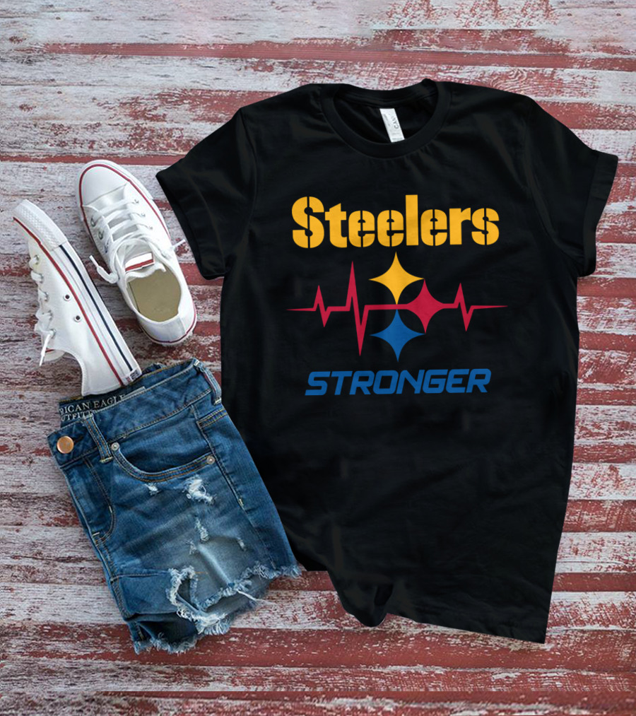 Steelers Stronger With Heartbeat And Iconic Star T-Shirt