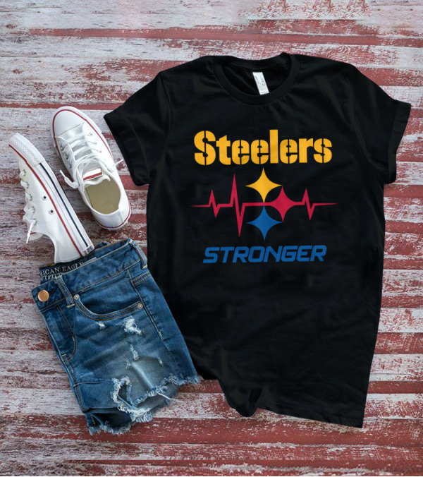 Steelers Stronger With Heartbeat And Iconic Star T-Shirt