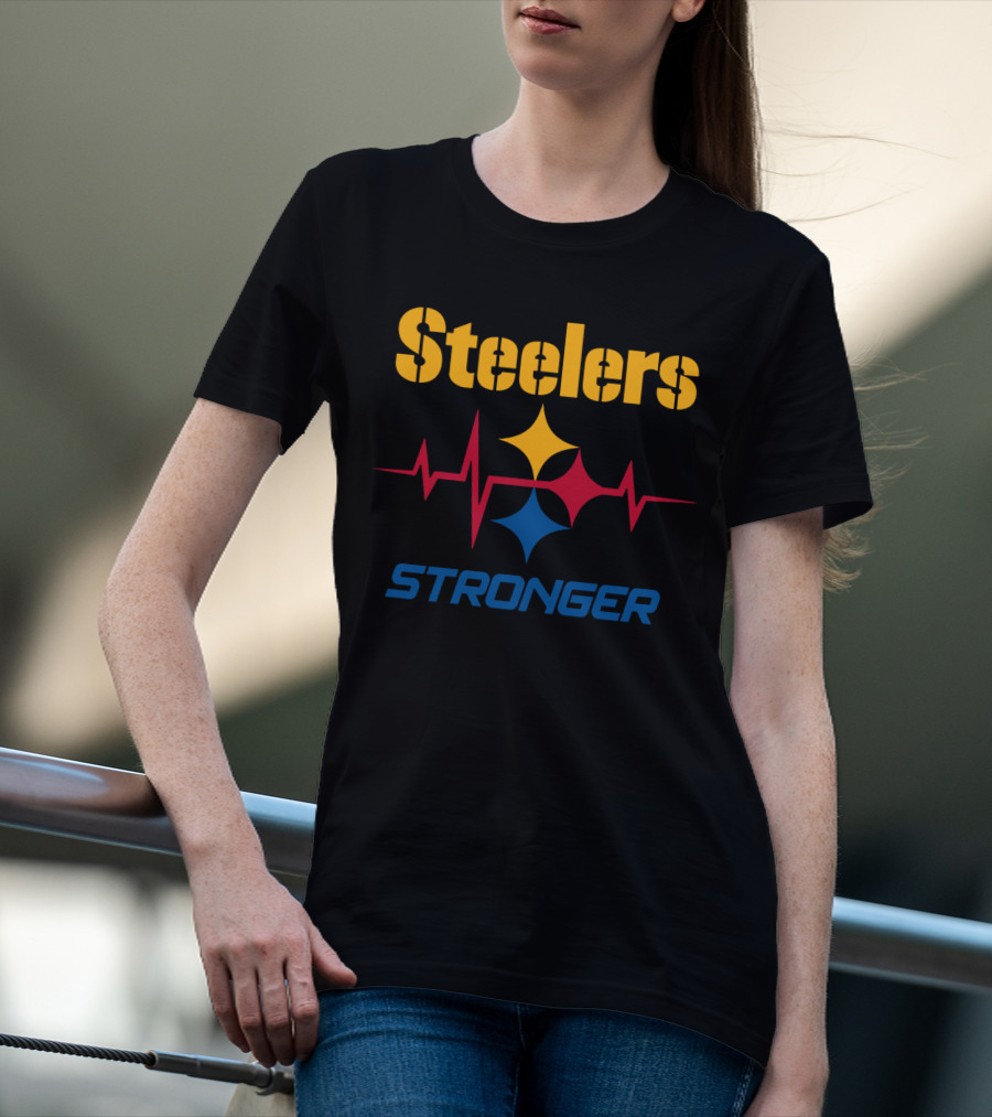 Steelers Stronger With Heartbeat And Iconic Star T-Shirt