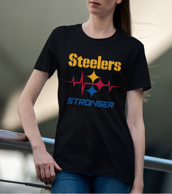 Steelers Stronger With Heartbeat And Iconic Star T-Shirt