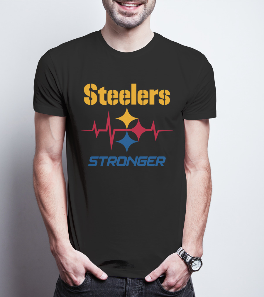 Steelers Stronger With Heartbeat And Iconic Star T-Shirt
