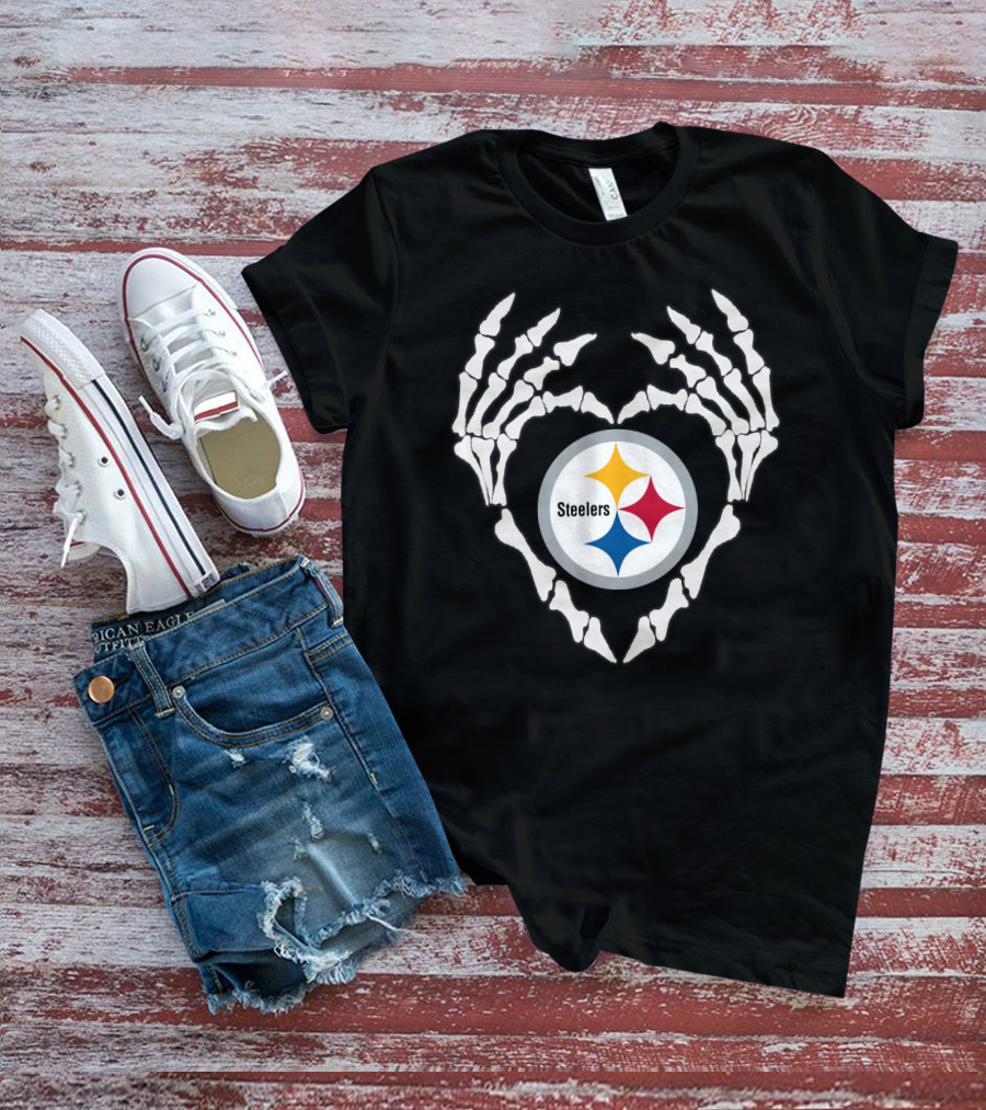 Steelers Skeleton Heart T-Shirt