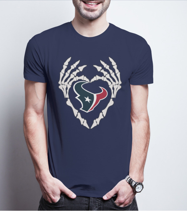 Texans Skeleton Hands Heart T-Shirt