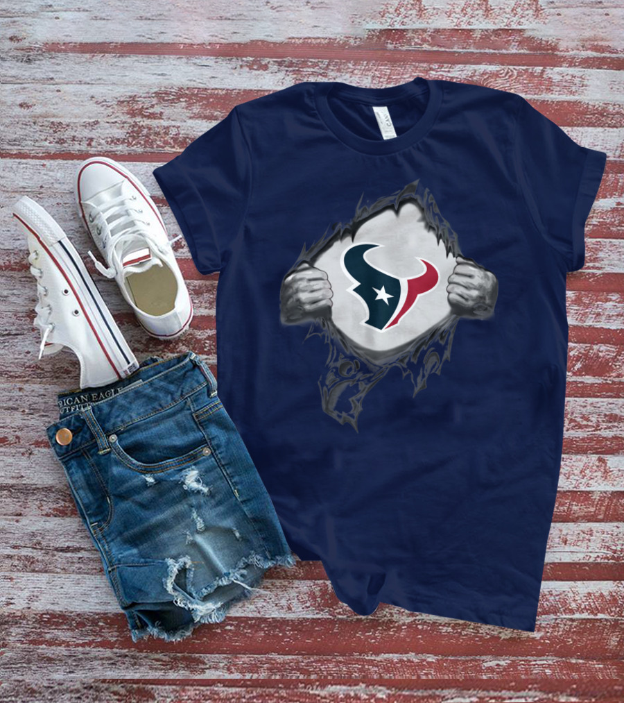 Texans Strong Bull Logo Rip Patriots T-Shirt