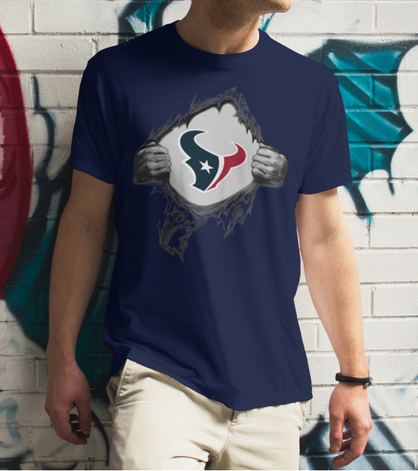 Texans Strong Bull Logo Rip Patriots T-Shirt