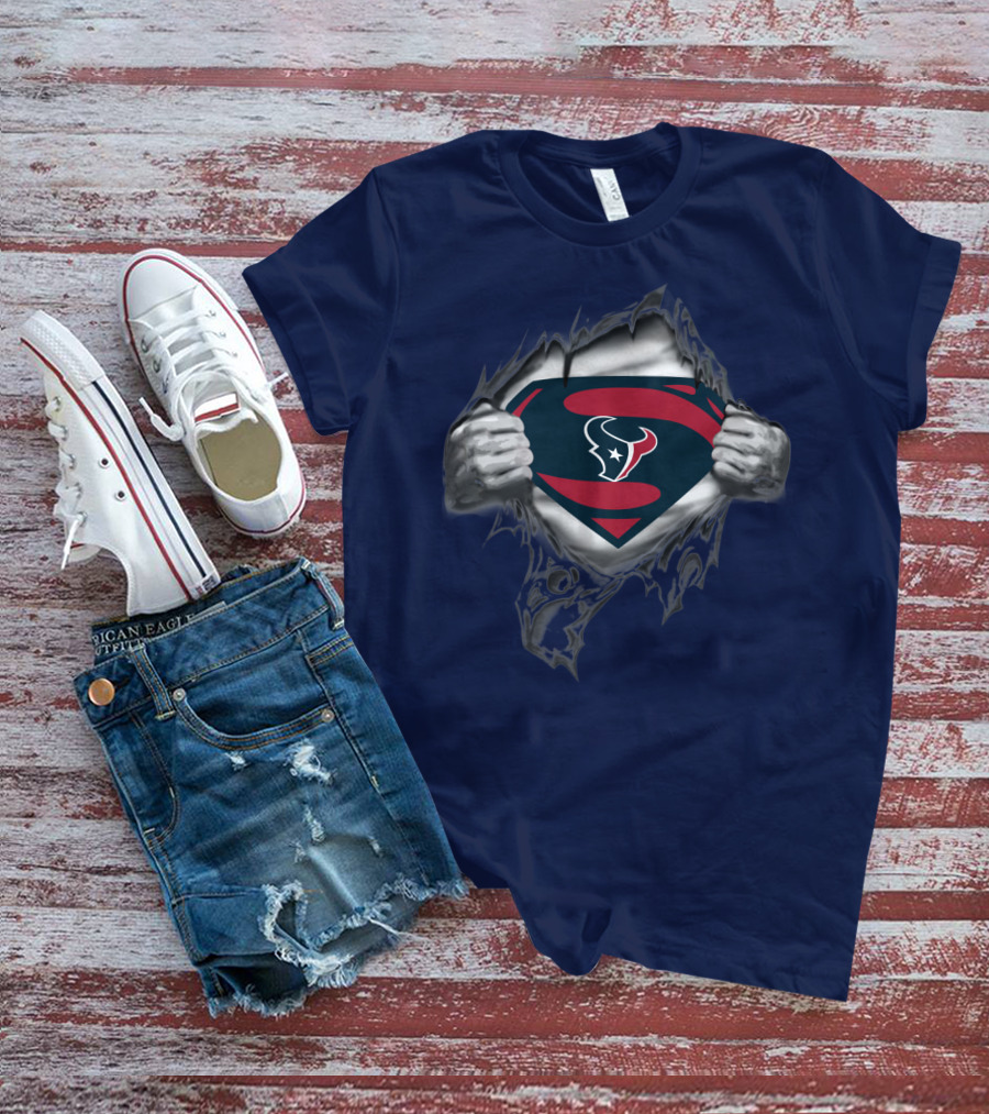 Texans Superhero Logo Rip T-Shirt