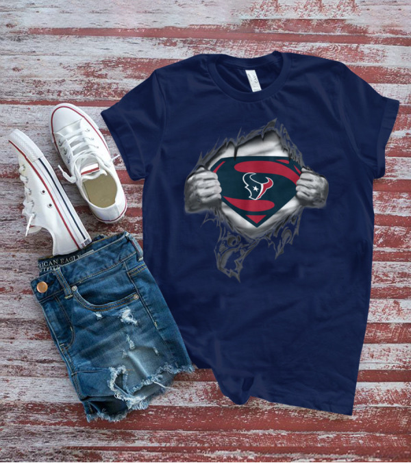Texans Superhero Logo Rip T-Shirt