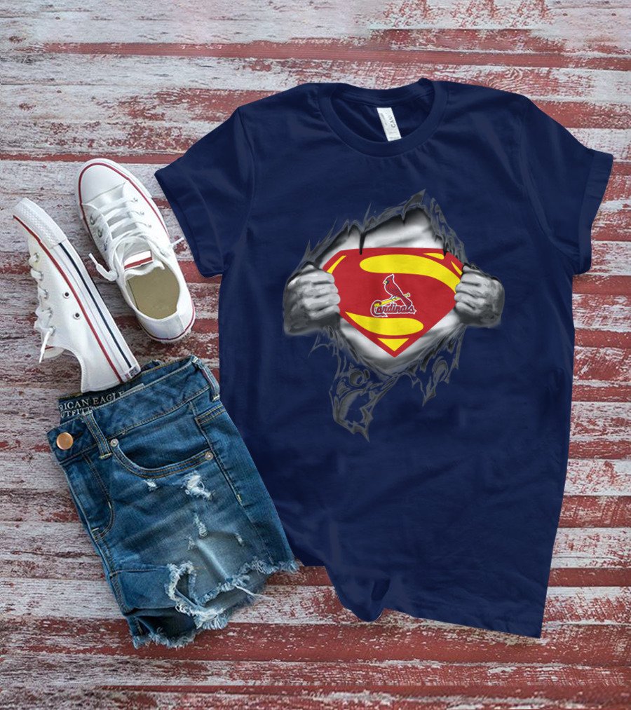 Superman St. Louis Cardinals Fan Emblem Tear T-Shirt