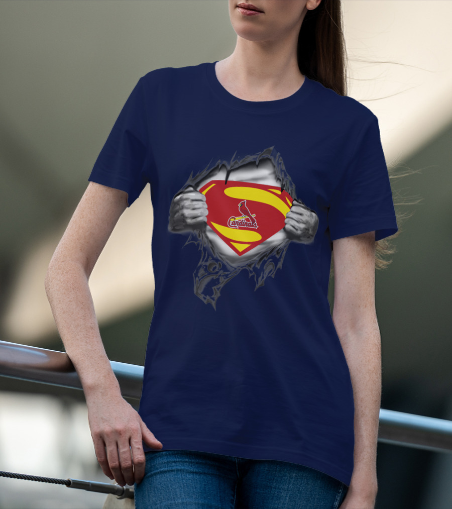 Superman St. Louis Cardinals Fan Emblem Tear T-Shirt
