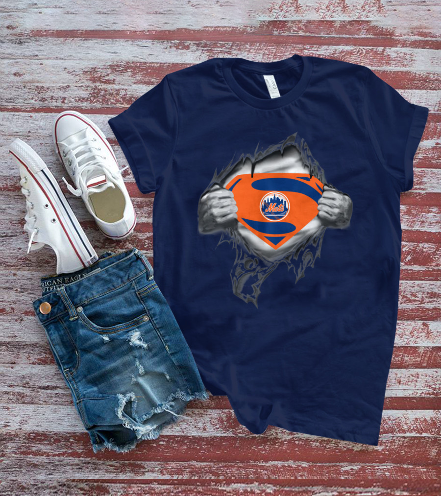 Superman Shield Style New York Mets T-Shirt