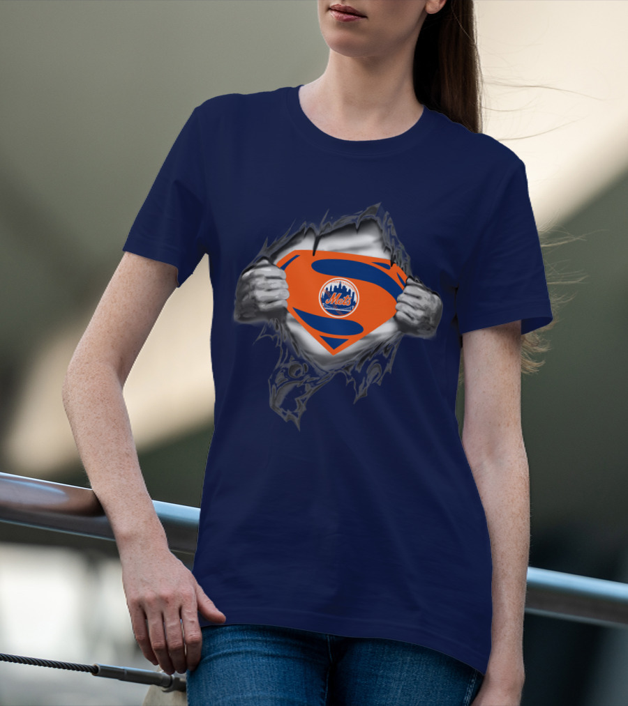Superman Shield Style New York Mets T-Shirt