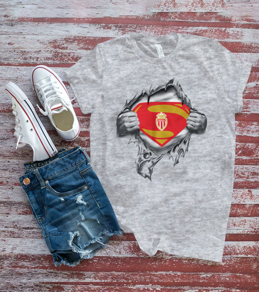 As Monaco Superman Shield Logo Hands Ripping T-Shirt