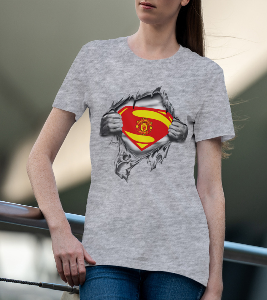 Superman Manchester United Crest Rip Open T-Shirt