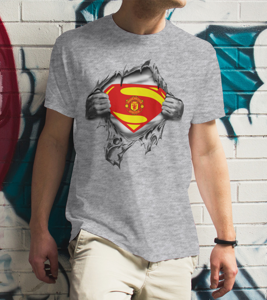 Superman Manchester United Crest Rip Open T-Shirt