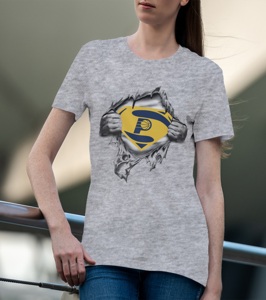 Indiana Pacers Logo Superman Style Peeking Through Torn T-Shirt