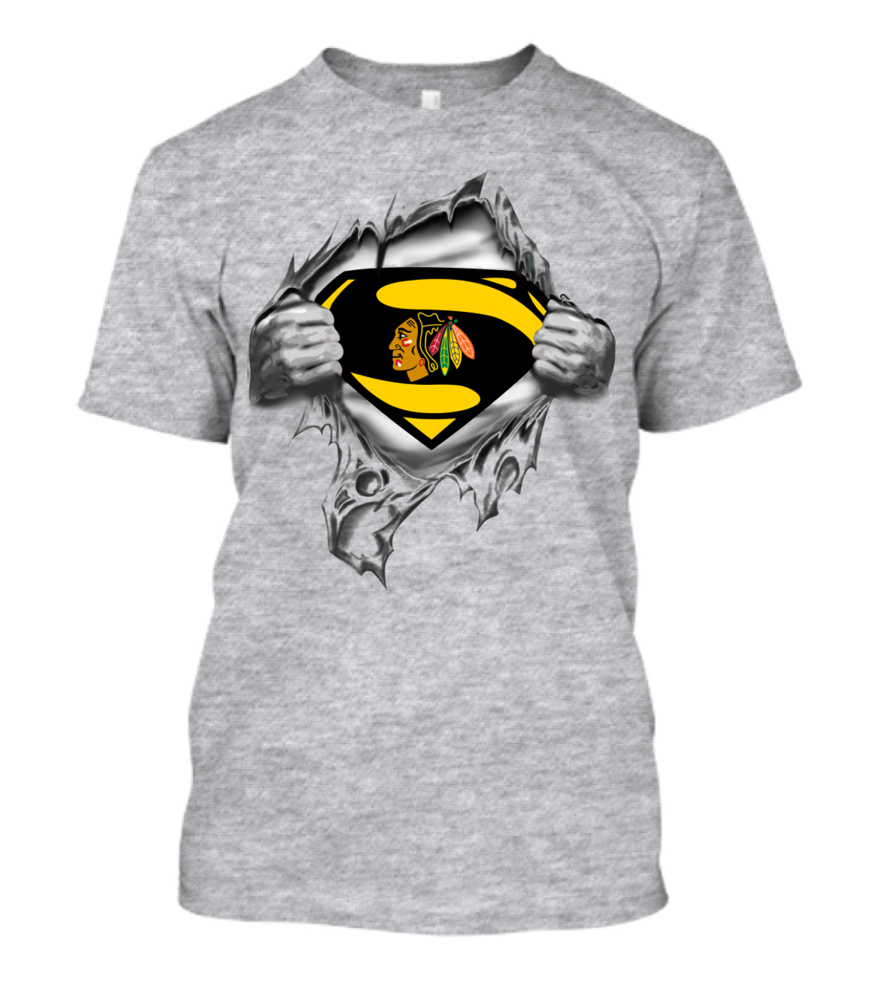 Superman Chicago Blackhawks Logo Fusion T-Shirt