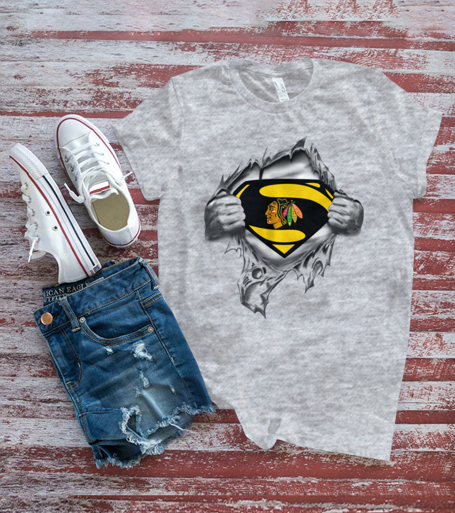 Superman Chicago Blackhawks Logo Fusion T-Shirt