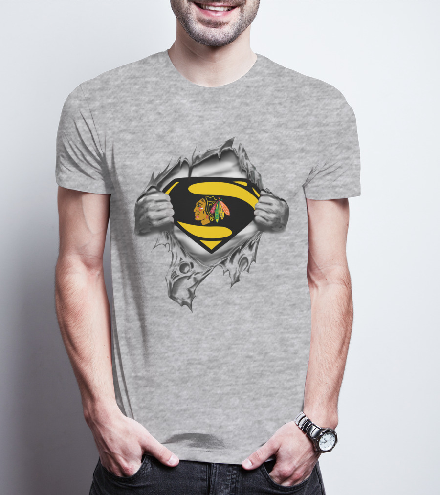 Superman Chicago Blackhawks Logo Fusion T-Shirt