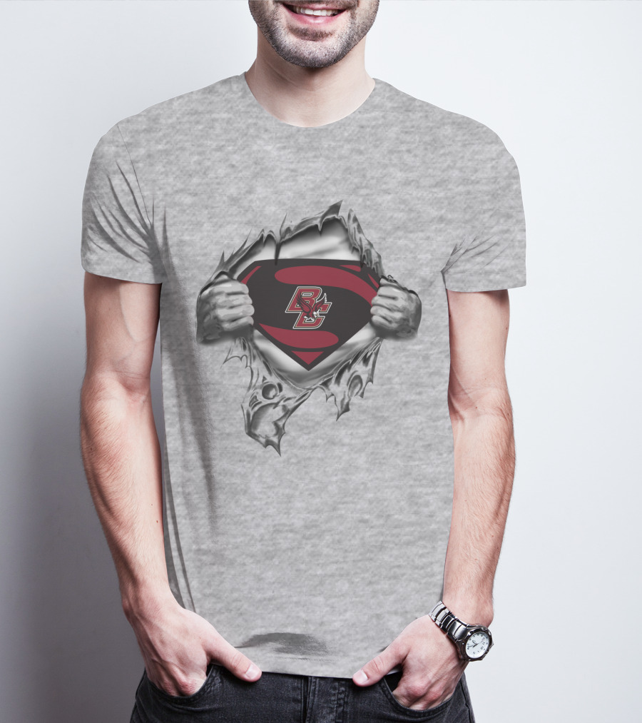 Bc Superhero Emblem Unveiling Boston College Eagles T-Shirt