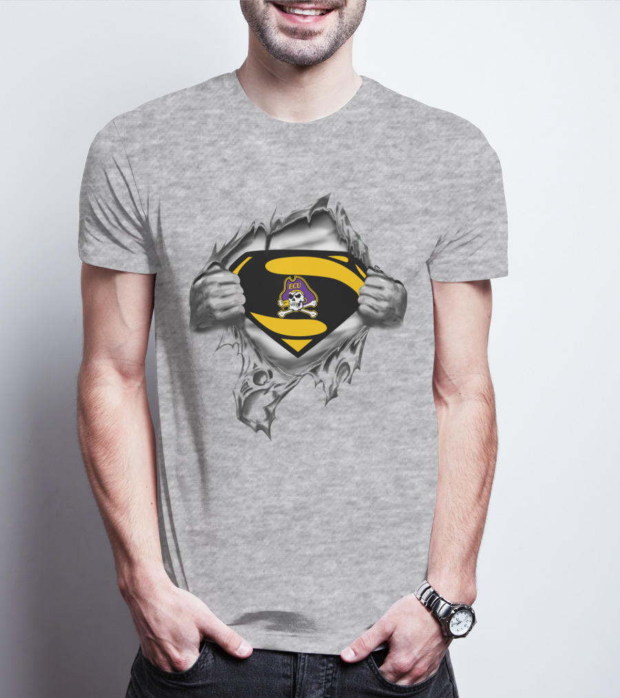 Ecu East Carolina Pirates Skull Logo Superhero Style T-Shirt