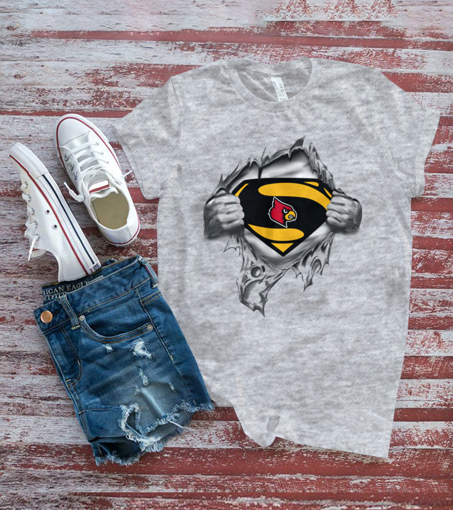 Superman Logo Louisville Cardinals T-Shirt