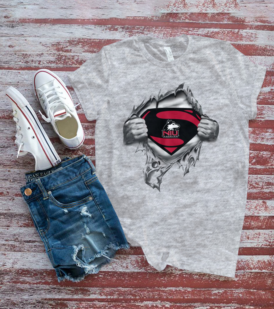 Niu Huskies Superman Logo Tear Northern Illinois Huskies T-Shirt
