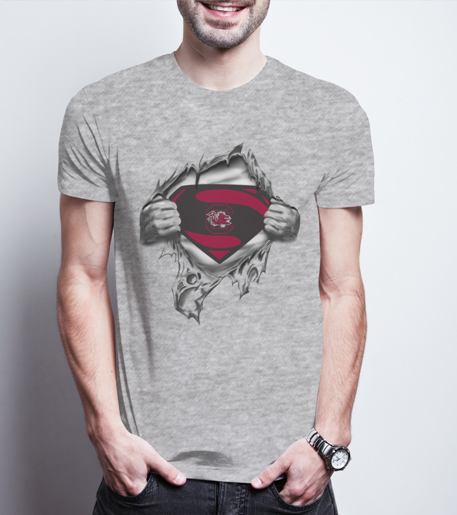 Superman South Carolina Gamecocks Logo Icon With Inner Strength Theme T-Shirt
