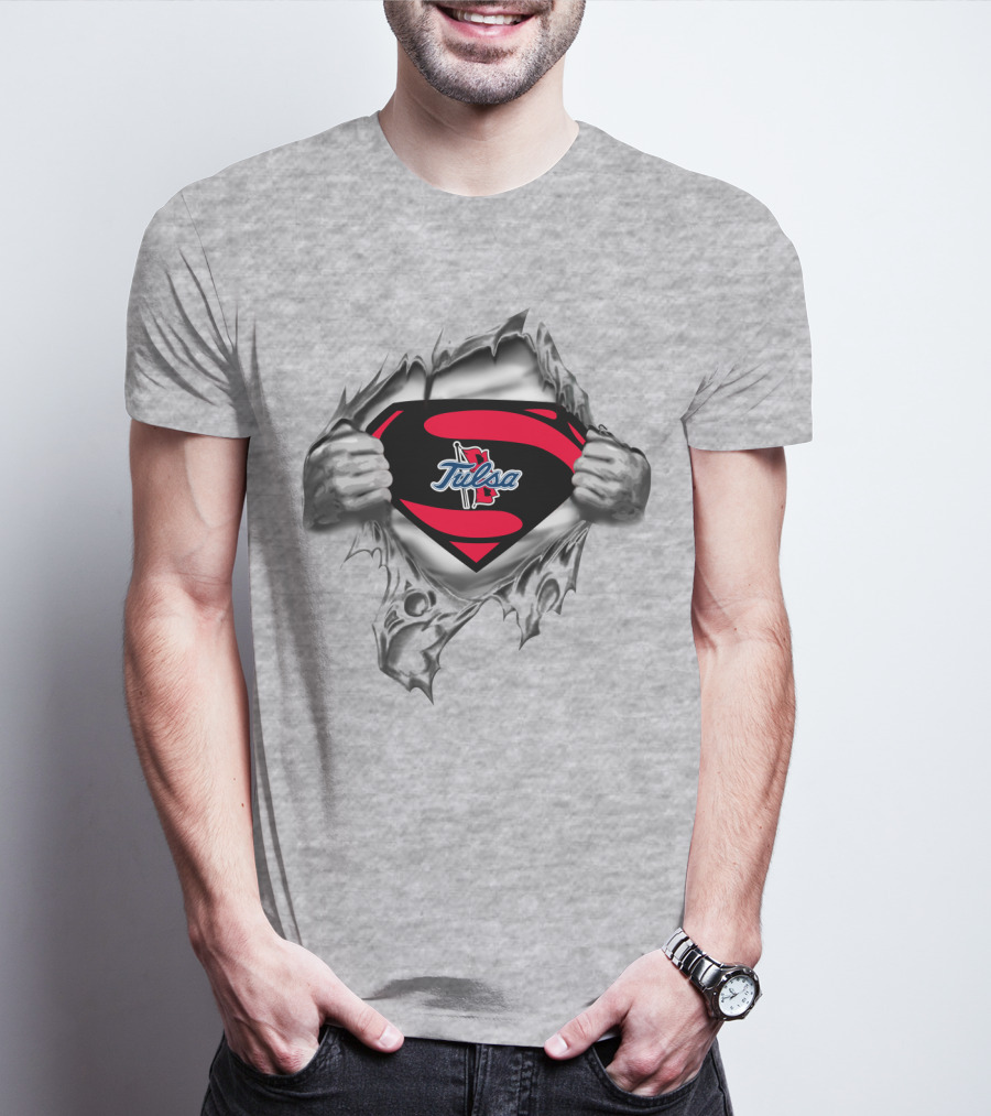 Tulsa Golden Hurricane Superman Logo Rip Superman Style T-Shirt