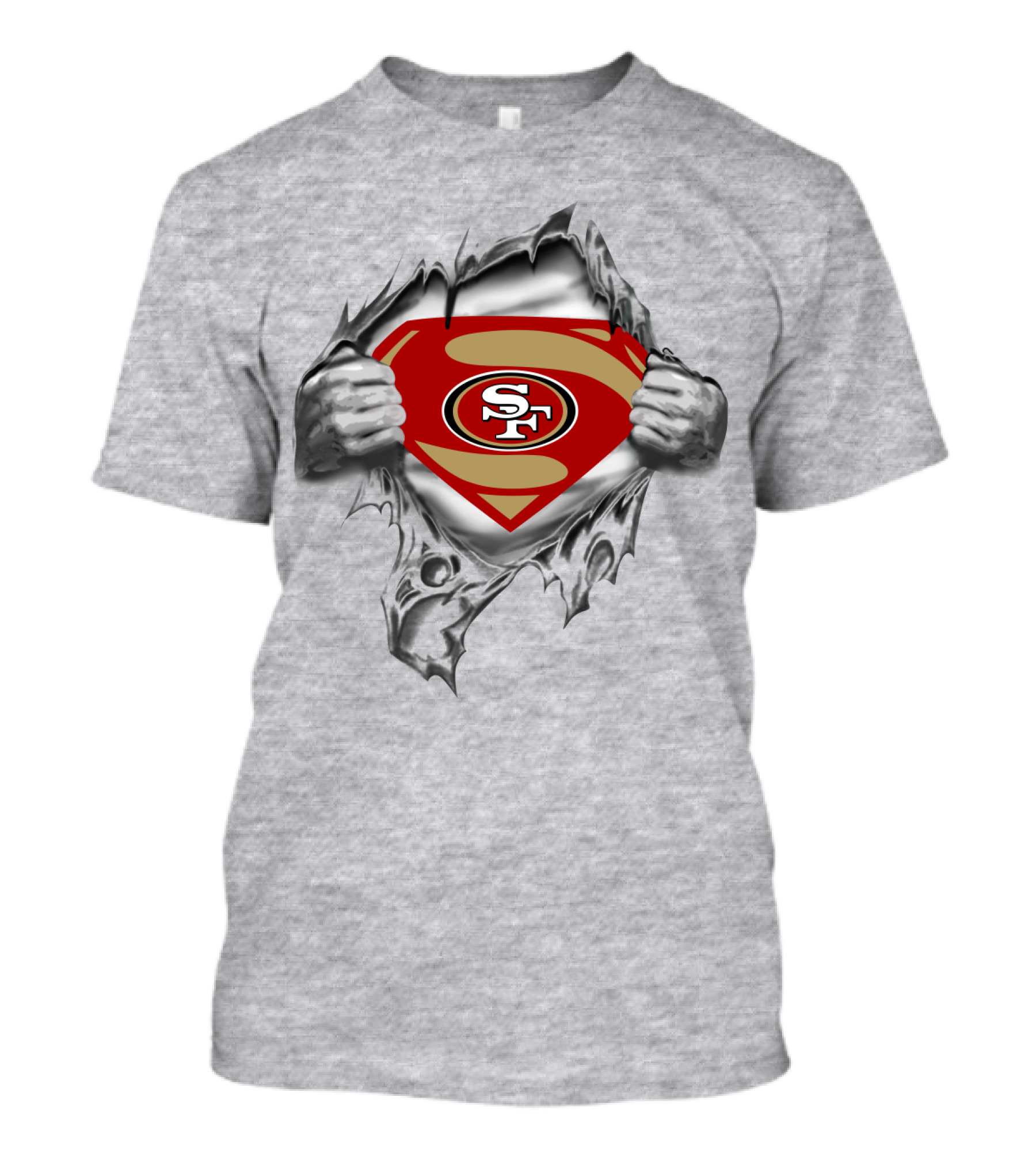 San Francisco 49ers Emblem With Superhero Rip And Sf T-Shirt