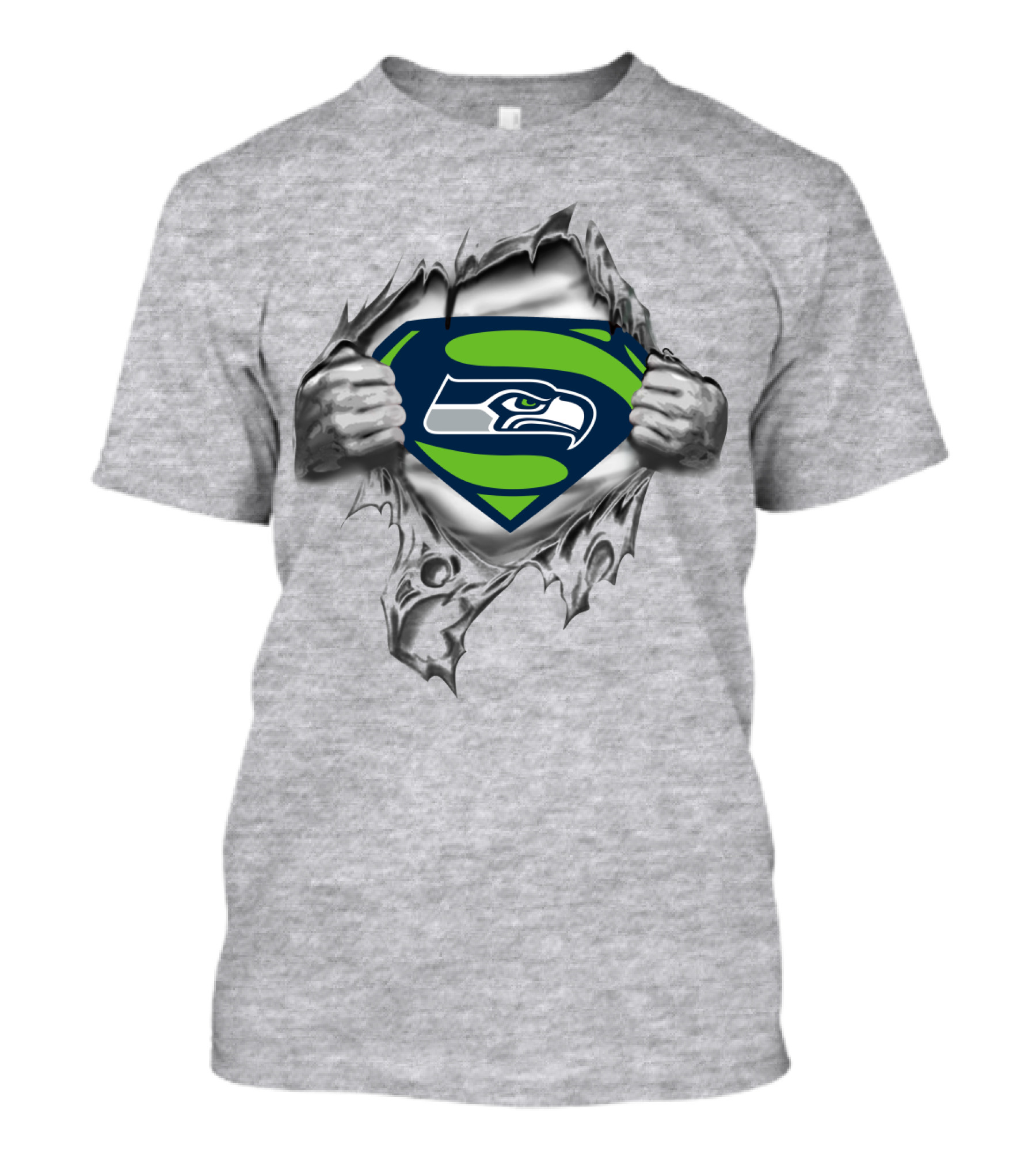 Seattle Seahawks Superman Shield Rip T-Shirt