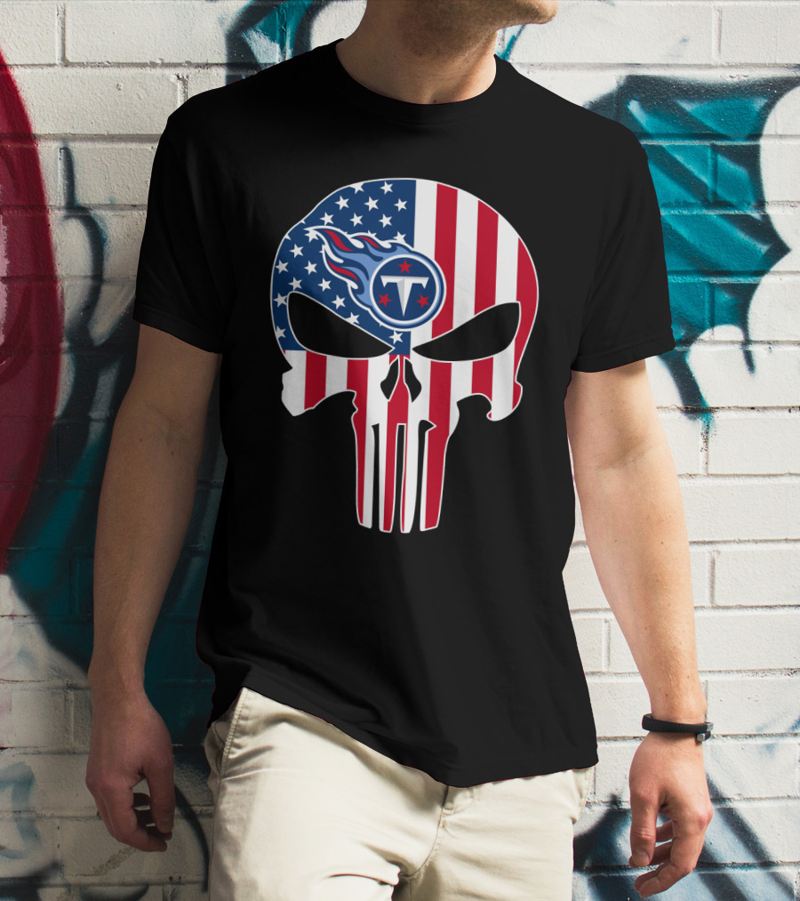 Tennessee Titans American Flag Skull T-Shirt