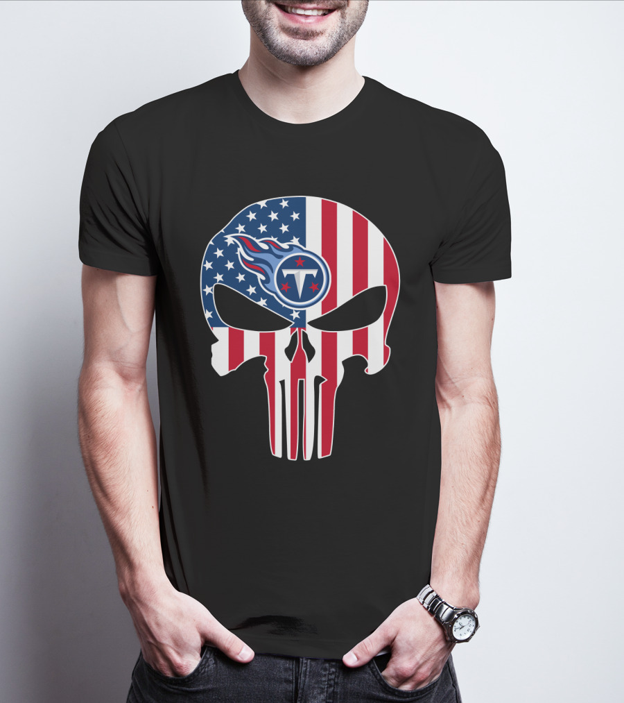 Tennessee Titans American Flag Skull T-Shirt