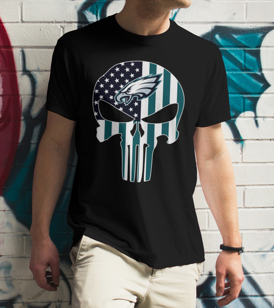 Eagles Punisher Skull American Flag T-Shirt
