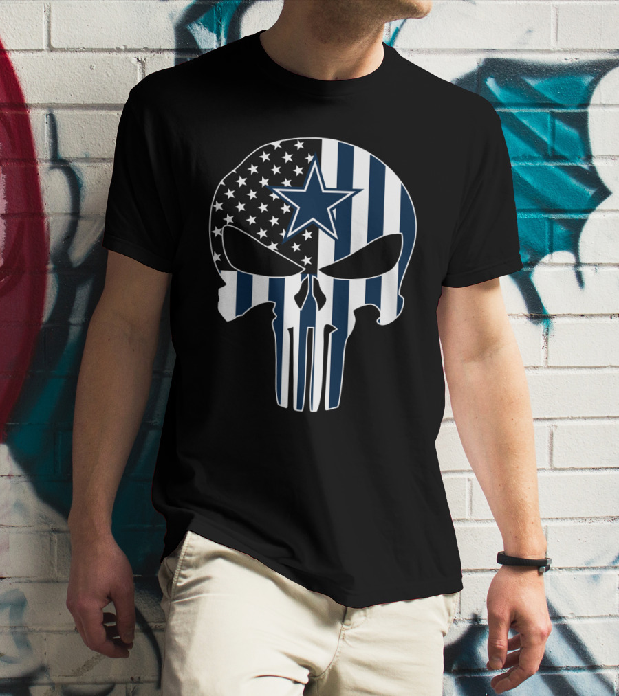 Dallas Cowboys Punisher Skull American Flag T-Shirt