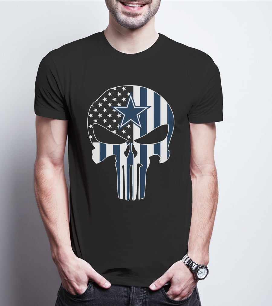 Dallas Cowboys Punisher Skull American Flag T-Shirt