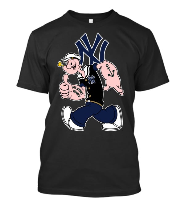 New York Yankees Popeye Cartoon Character Mlb Collaboration T-Shirt