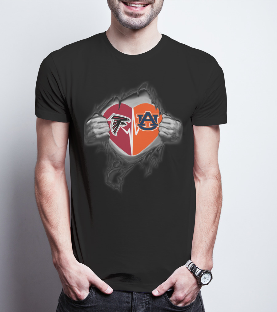 Atlanta Falcons Auburn Tigers Heart Split T-Shirt