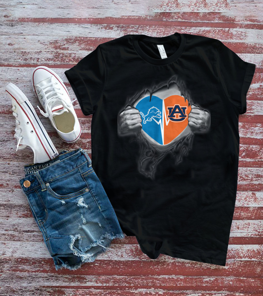 Detroit Lions Auburn University Heart T-Shirt