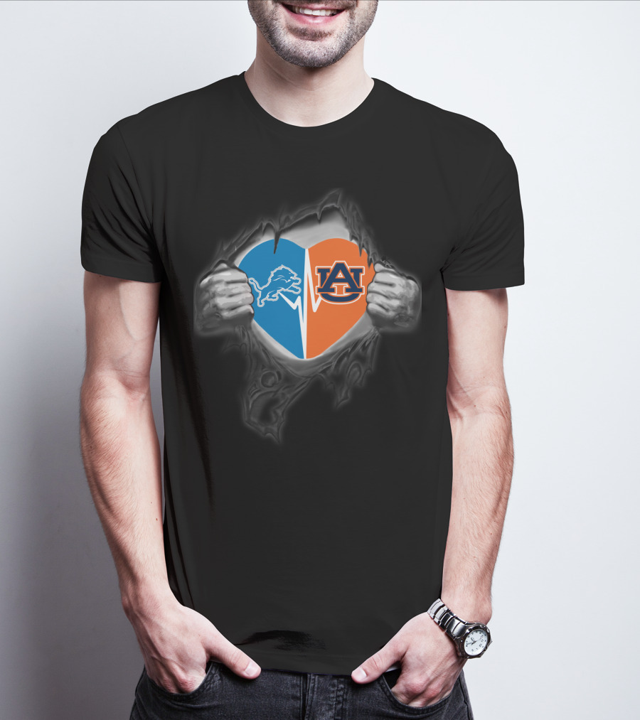 Detroit Lions Auburn University Heart T-Shirt