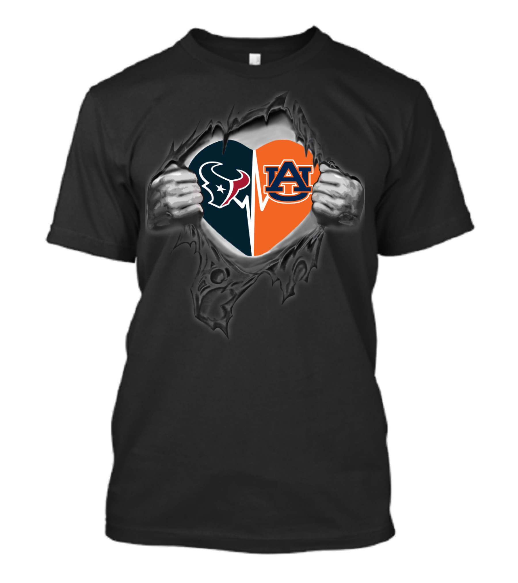 Texans Auburn Heart Logo Fusion Art T-Shirt