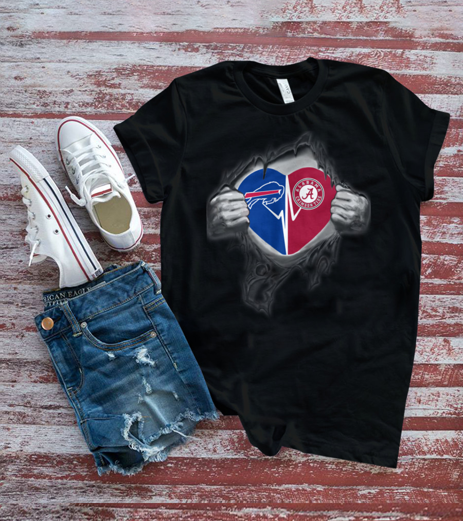 Bills Alabama Crimson Tide Heart Reveal T-Shirt