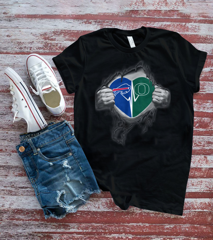 Buffalo Bills And Oregon Ducks Heart T-Shirt