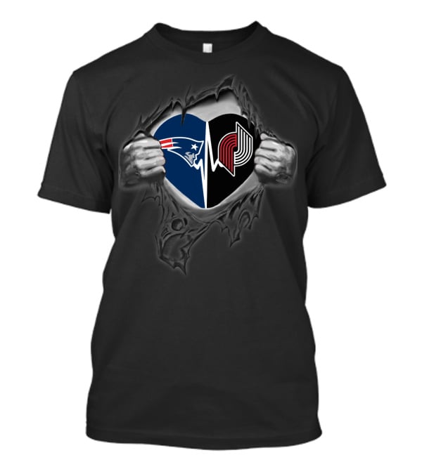 Blazers Patriots Heart Ripped Open Hands T-Shirt