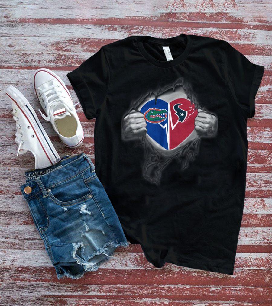 Houston Texans Florida Gators Heart T-Shirt