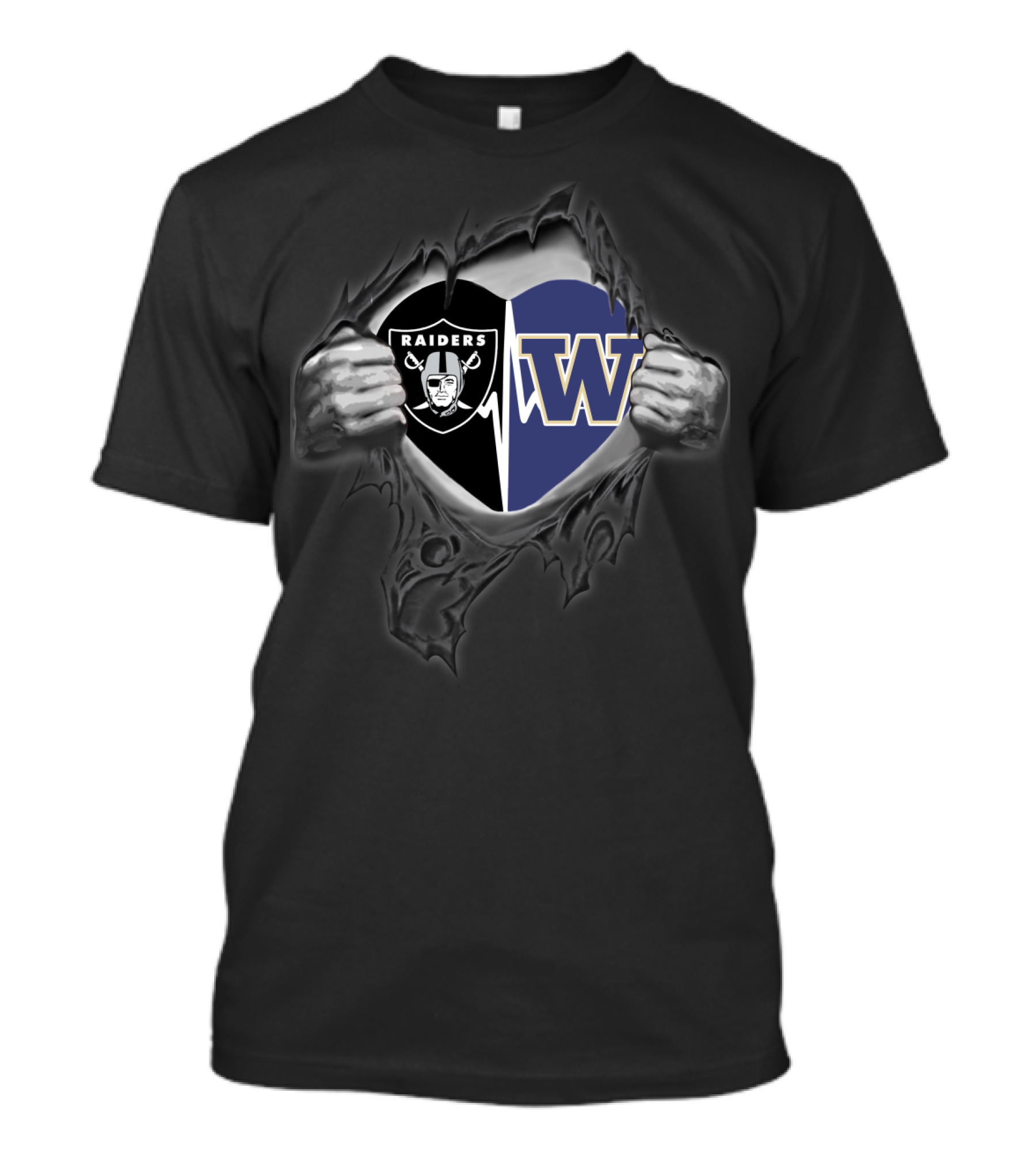 Raiders Washington Huskies Heart Logo Combination T-Shirt