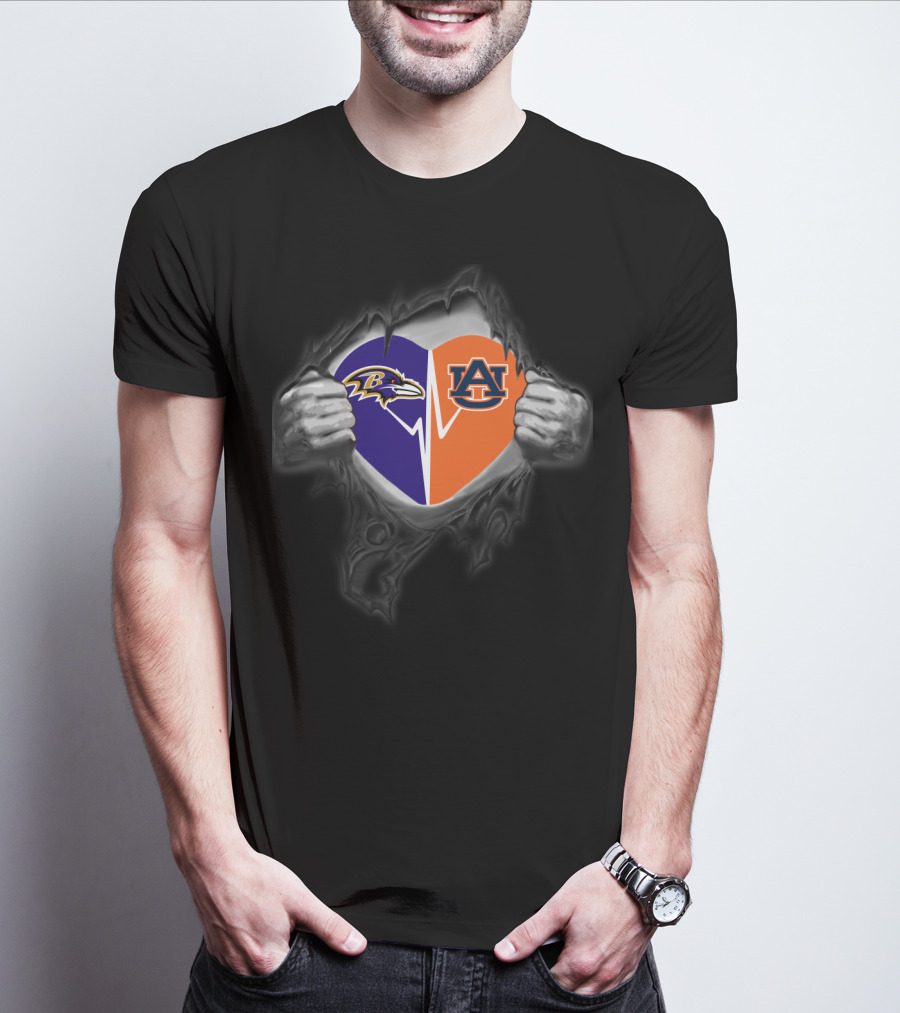 Ravens Auburn Heart Torn Fabric T-Shirt