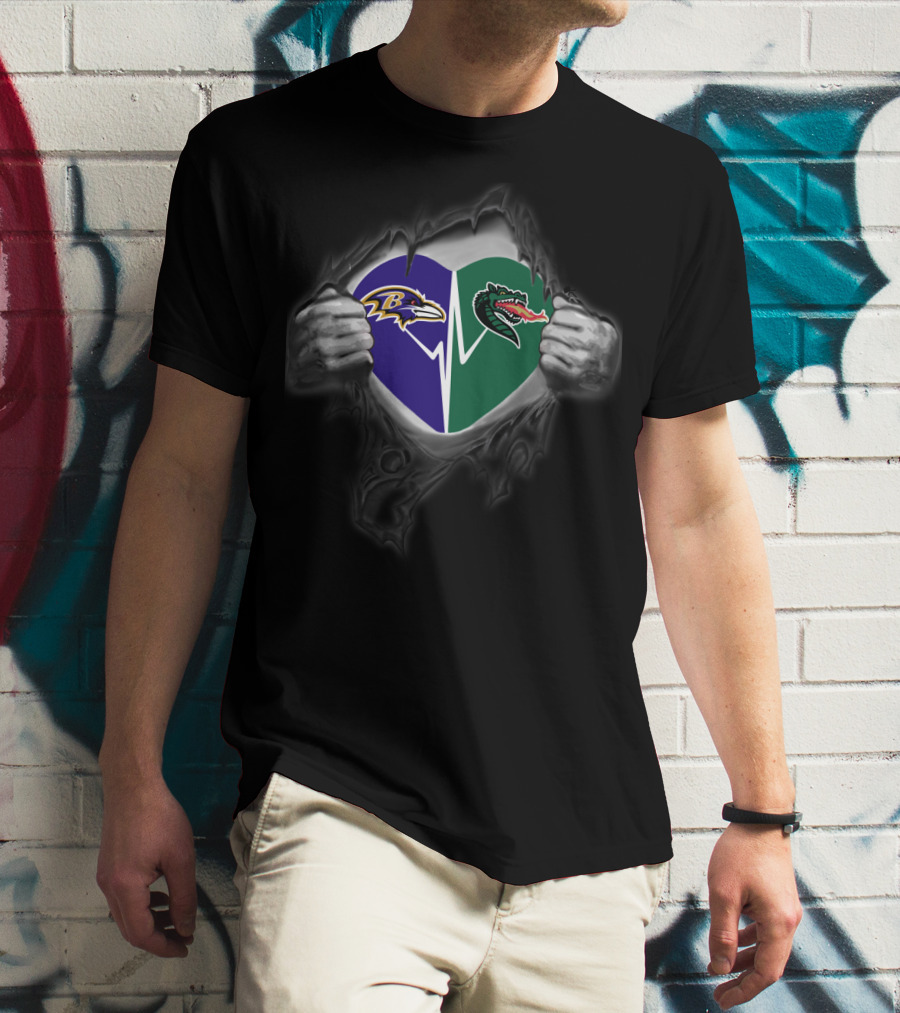 Ravens Uab Blazers Heart Logo Fusion T-Shirt