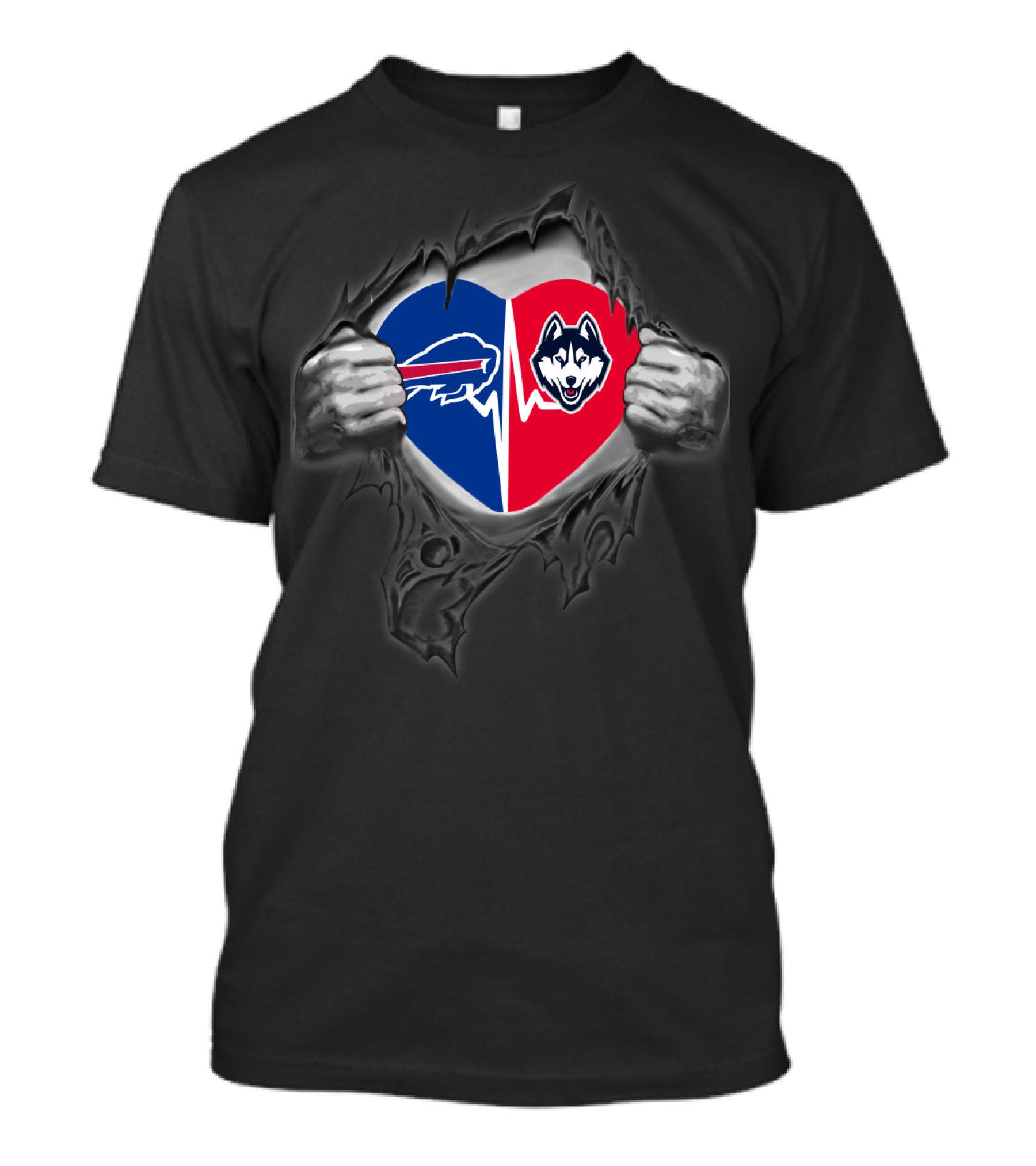 Buffalo Bills Uconn Huskies Heartbeat Fan Passion T-Shirt